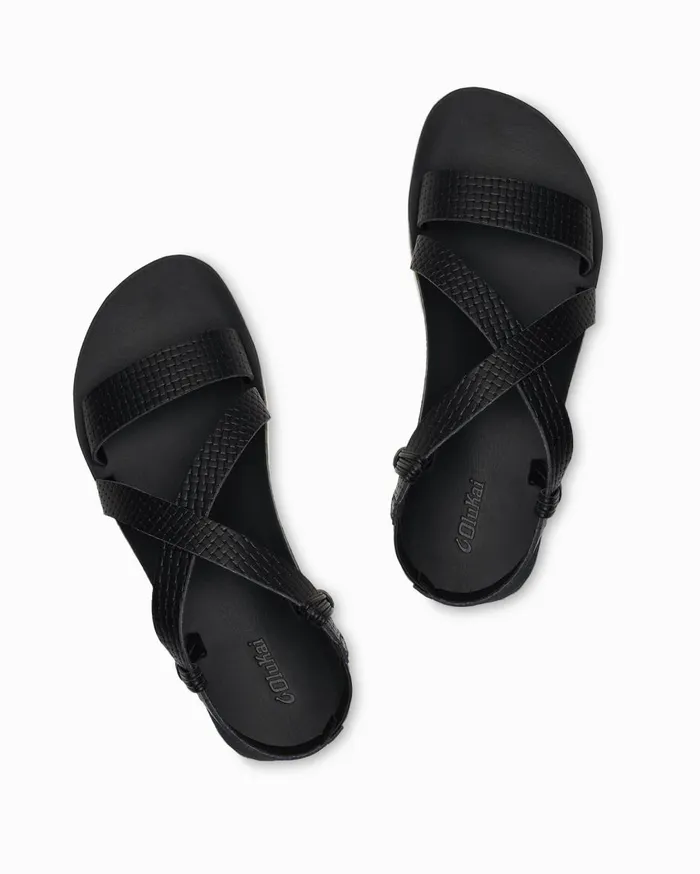Tommy Bahama Olukai Onohi Strappy Platform Sandals Black Women Shoes and Sandals
