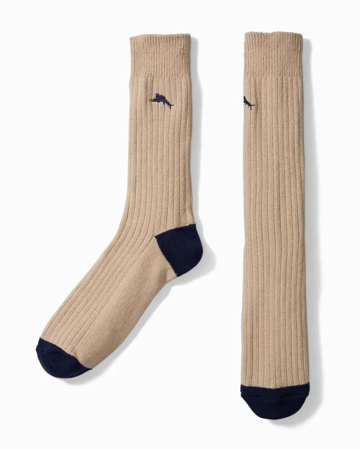 Tommy Bahama Relax Ribbed Crew Socks Light Grey Heather MenBig and Tall Socks