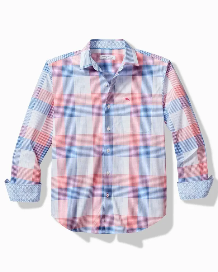 Tommy Bahama Sarasota Stretch Summerlake Check IslandZone Shirt Apple Blossom Men Shirts