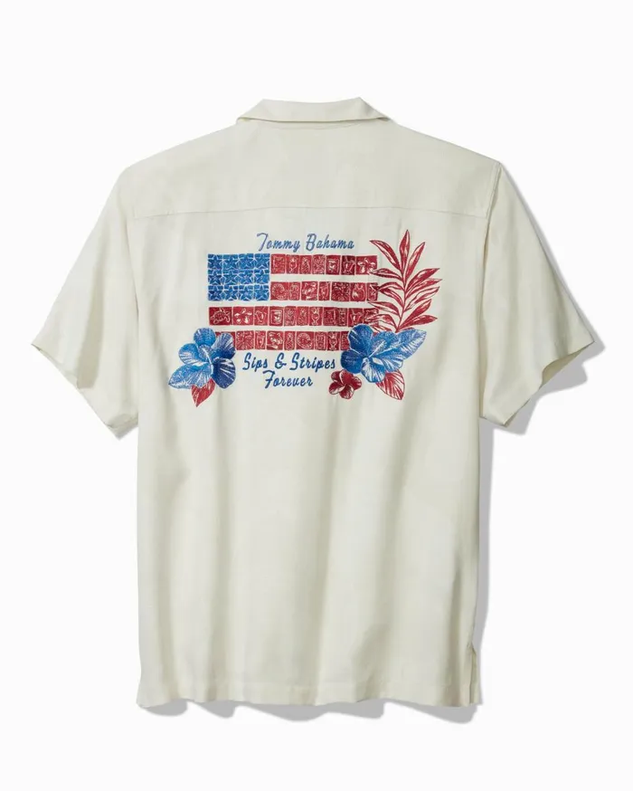 Tommy Bahama Sips And Stripes Forever Silk Camp Shirt Continental Men Shirts