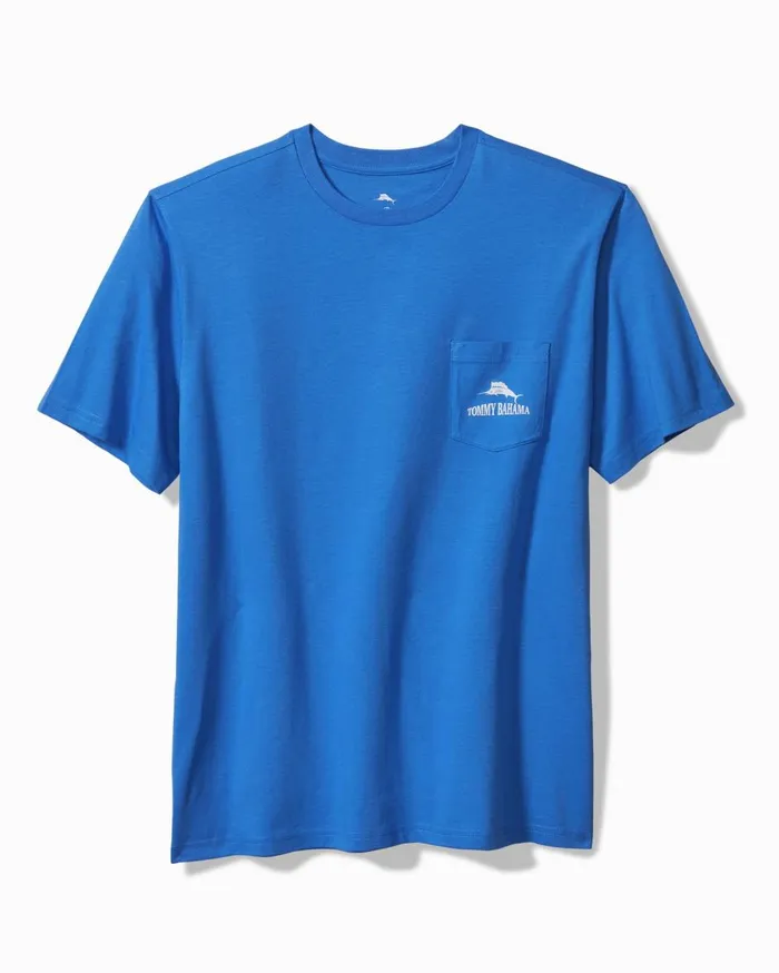 Tommy Bahama Spin There Won That Graphic Pocket TShirt Palace Blue Men TShirts