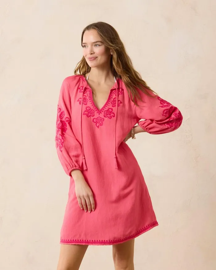 Tommy Bahama St Lucia Embroidered Coverup Dress Coral Coast Women Dresses