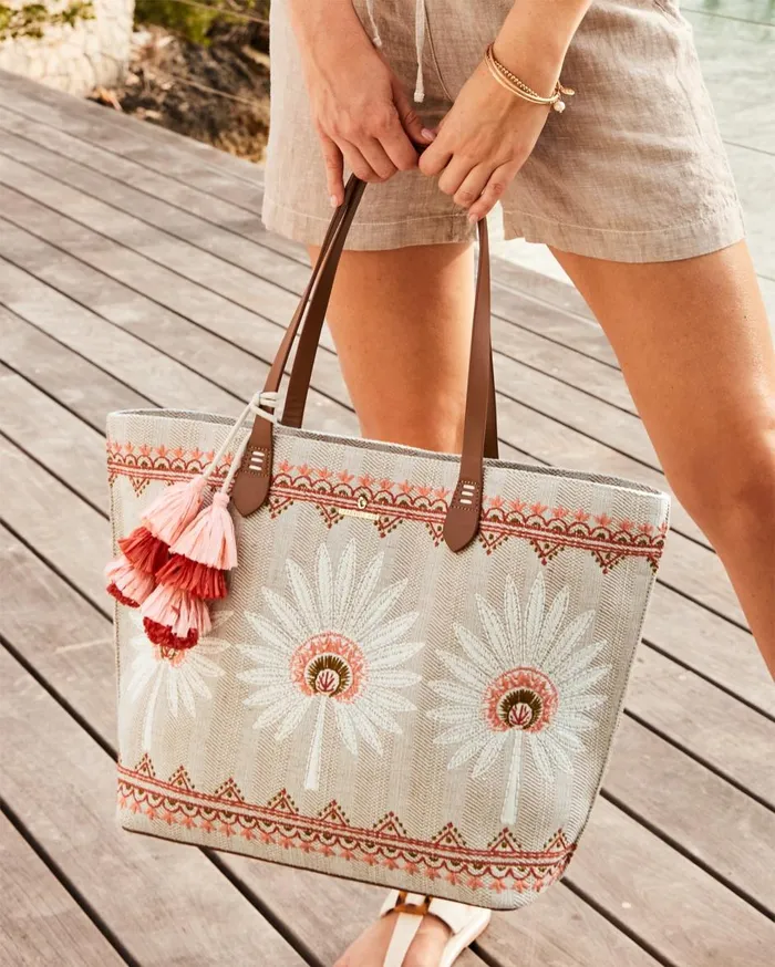 Tommy Bahama Straw and Fringe Callawassie Palmetto Tote Tan WomenBeach and Home Handbags and Clutches Tommy Bahama Straw and Fringe Callawassie Palmetto Tote Tan WomenBeach and Home Handbags and Clutches