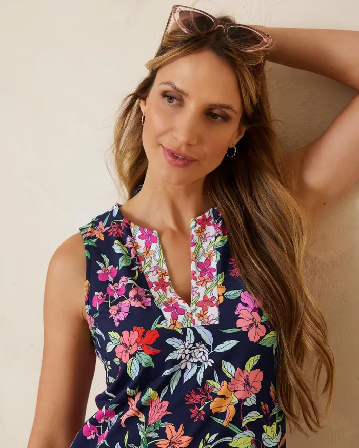 Tommy Bahama Summer Floral Beach Romper Mare Navy Women Dresses