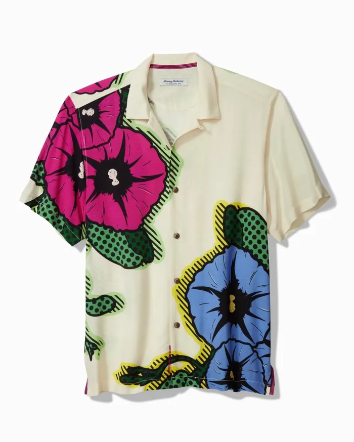 Tommy Bahama Veracruz Cay Cyber Blossom ShortSleeve Shirt Marble Cream Men Shirts