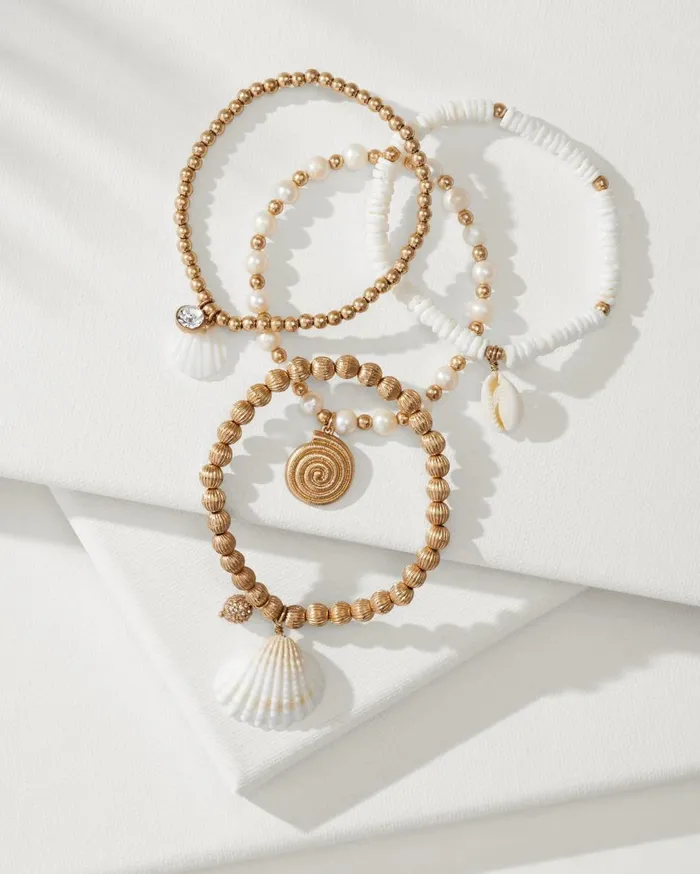 Tommy Bahama Virgin Gorda Stretch Charm Bracelet Set Gold Women Jewelry Collections