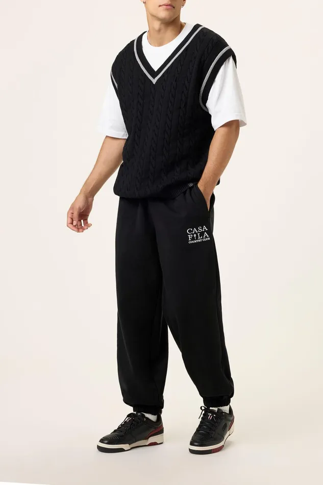 Tops and TShirts Men Fila Baseline Cable Knit Vest 002 Blackultimate Gray Tops and TShirts Men Fila Baseline Cable Knit Vest 002 Blackultimate Gray
