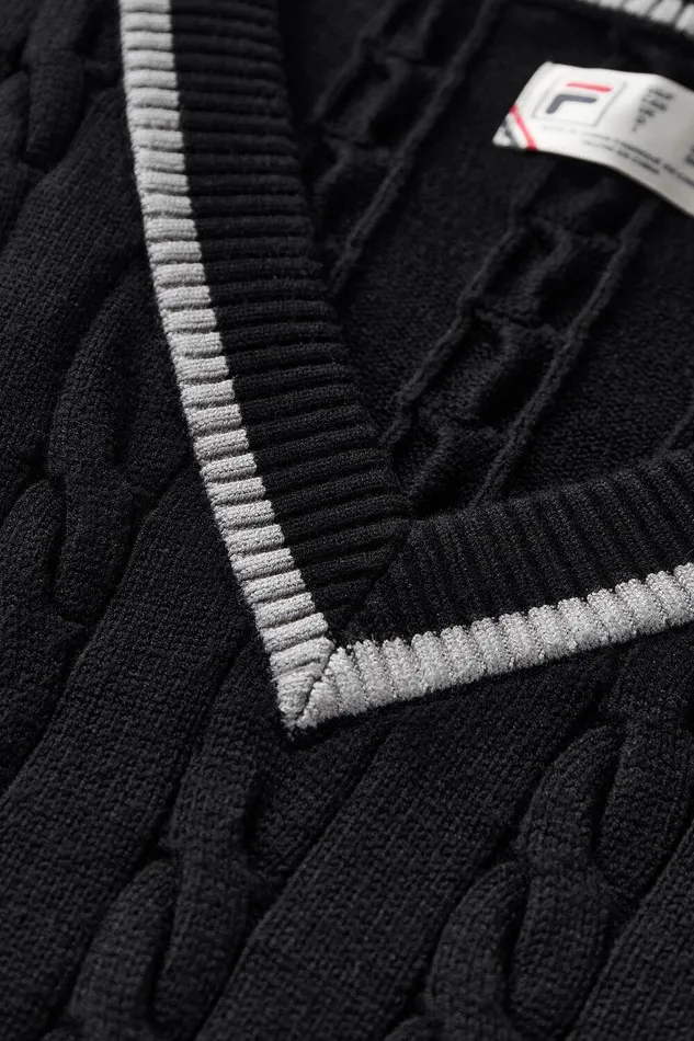 Tops and TShirts Men Fila Baseline Cable Knit Vest 002 Blackultimate Gray Tops and TShirts Men Fila Baseline Cable Knit Vest 002 Blackultimate Gray