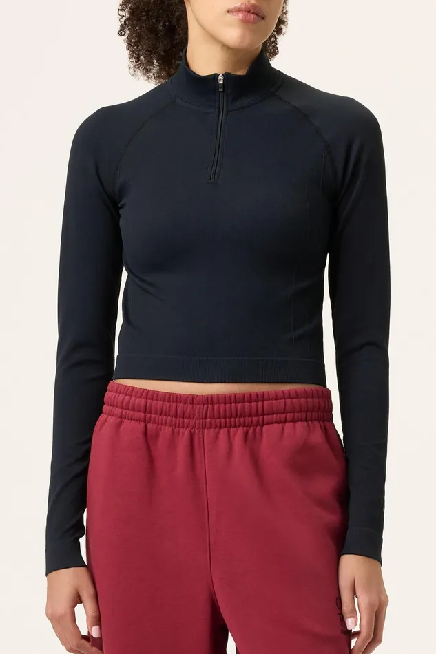 Tops and TShirts Women Fila Breakpoint Seamless Quarter Zip 001 Black
