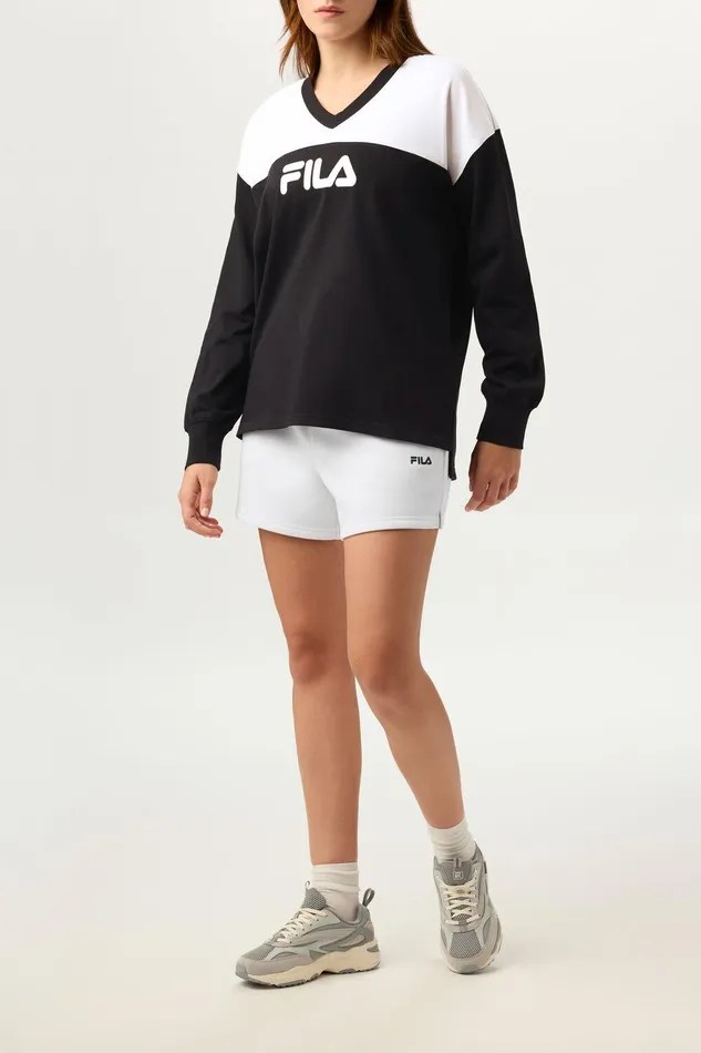 Tops and TShirts Women Fila Practice VNeck 013 Blackwhite