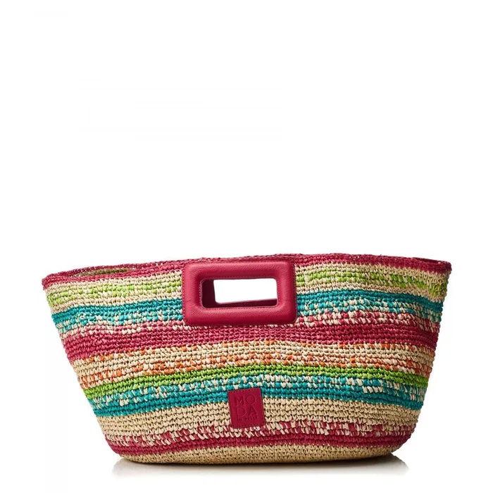 Tote Bags Women Moda In Pelle Sorrento Bag Raspberry Raffia