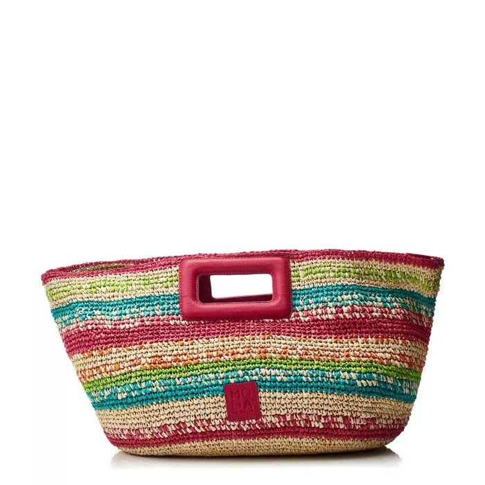 Tote Bags Women Moda In Pelle Sorrento Bag Raspberry Raffia