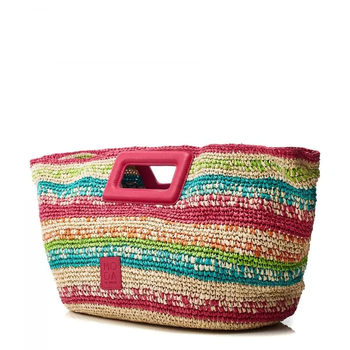 Tote Bags Women Moda In Pelle Sorrento Bag Raspberry Raffia
