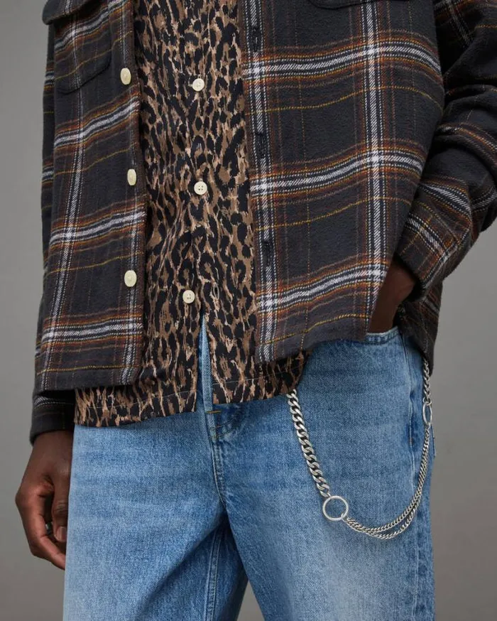 Trueno Brass Circle Carabiner Belt Chain Warm Silver Men AllSaints Accessories