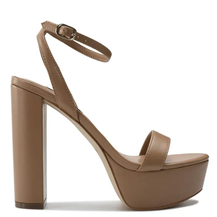 Uknow Platform Dress Sandals Light Tan Women Nine West Heeled