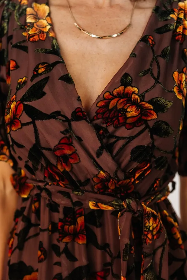 Uma Velvet Maxi Dress Clove Amber Floral Women Baltic Born Mother Of The Bride