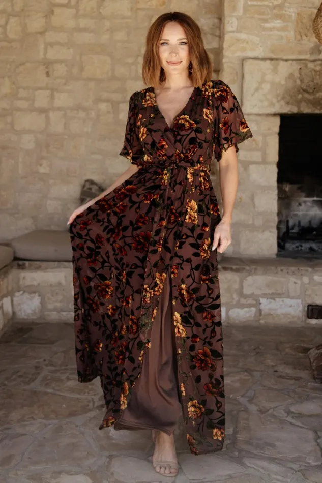 Uma Velvet Maxi Dress Clove Amber Floral Women Baltic Born Mother Of The Bride