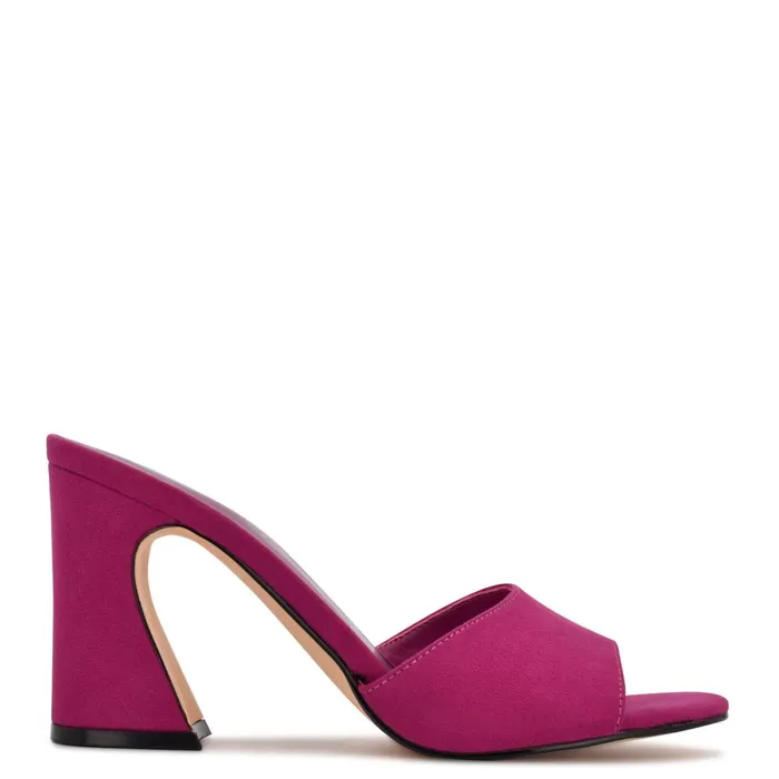 Unah Heeled Slide Sandals Dark Pink Suede Women Nine West Heeled
