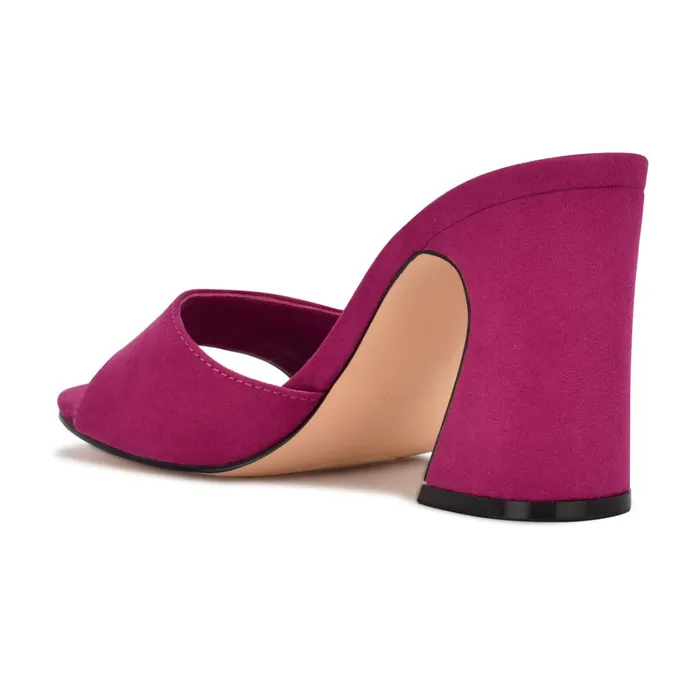 Unah Heeled Slide Sandals Dark Pink Suede Women Nine West Heeled
