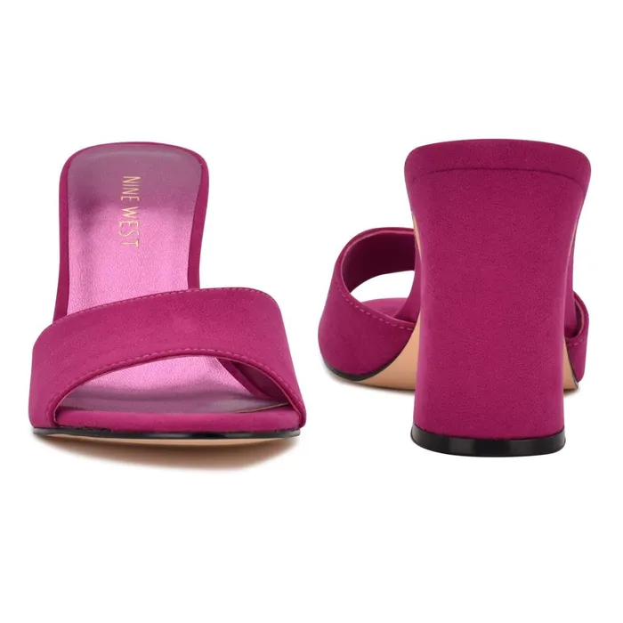 Unah Heeled Slide Sandals Dark Pink Suede Women Nine West Heeled