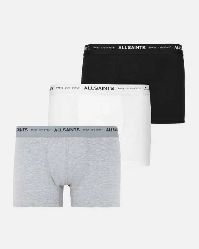 Underground Logo Boxers 3 Pack Blackgry Mrlwht Men AllSaints Underwear and Socks