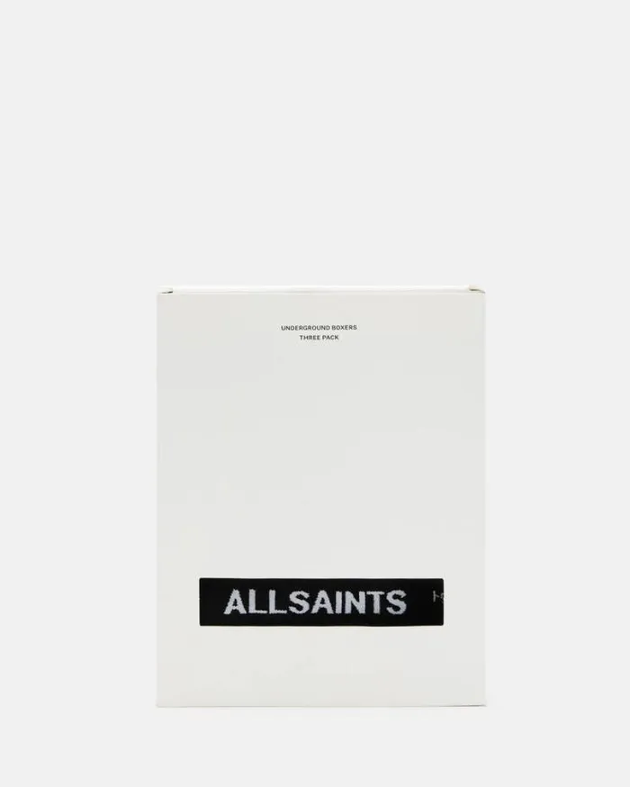 Underground Logo Boxers 3 Pack Blackgry Mrlwht Men AllSaints Underwear and Socks Underground Logo Boxers 3 Pack Blackgry Mrlwht Men AllSaints Underwear and Socks