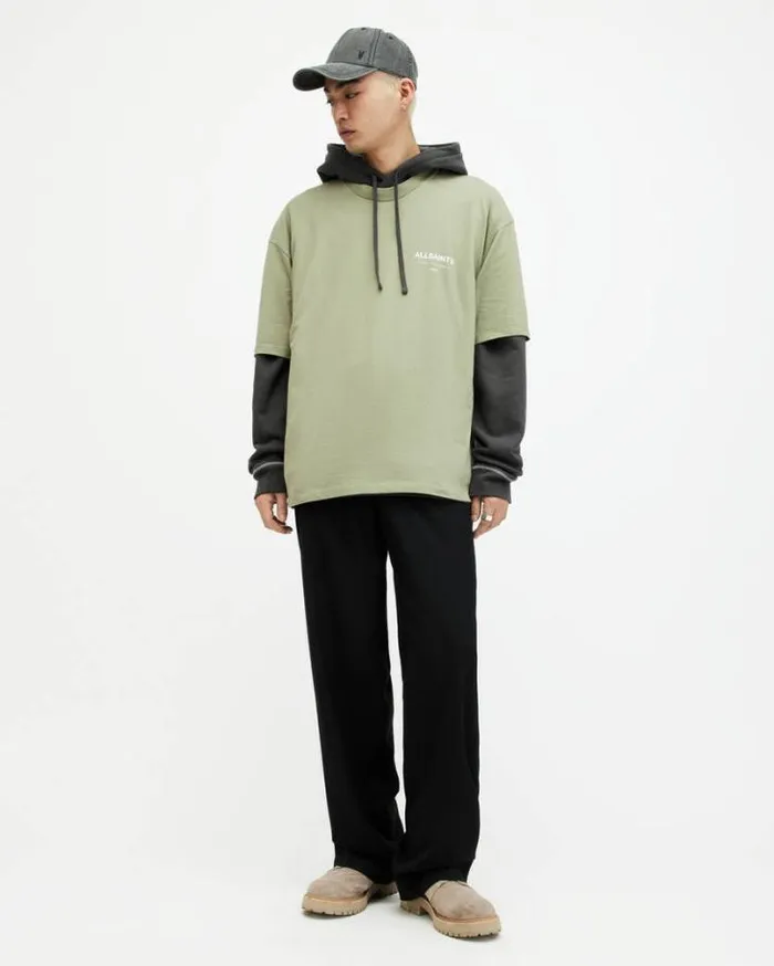 Underground Oversized Crew Neck TShirt Hemp Greenwhite Men AllSaints TShirts