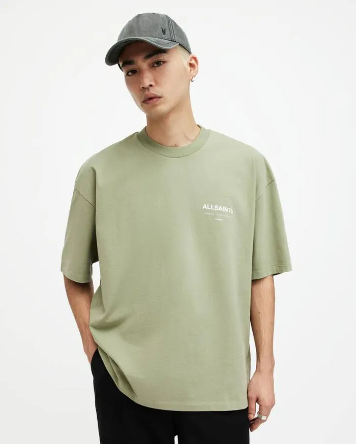 Underground Oversized Crew Neck TShirt Hemp Greenwhite Men AllSaints TShirts