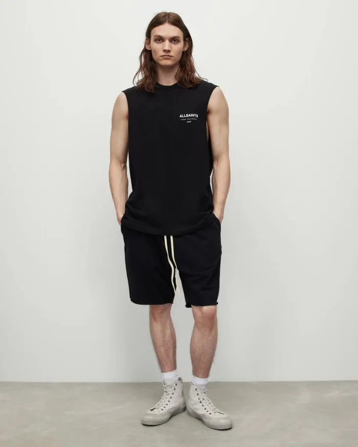 Underground Sleeveless Crew Tank Top Jet Black Men AllSaints TShirts