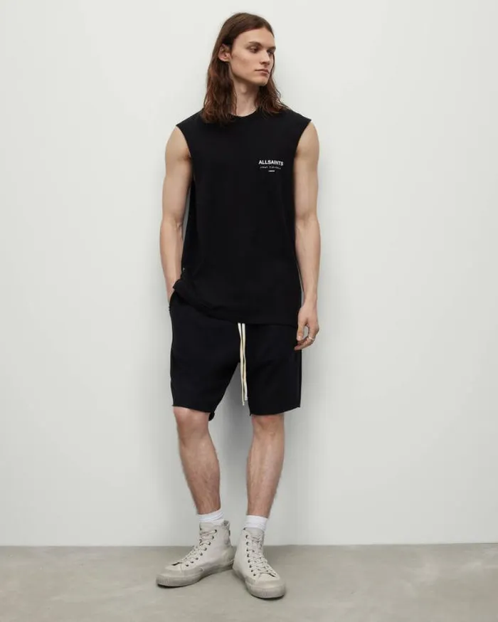 Underground Sleeveless Crew Tank Top Jet Black Men AllSaints TShirts