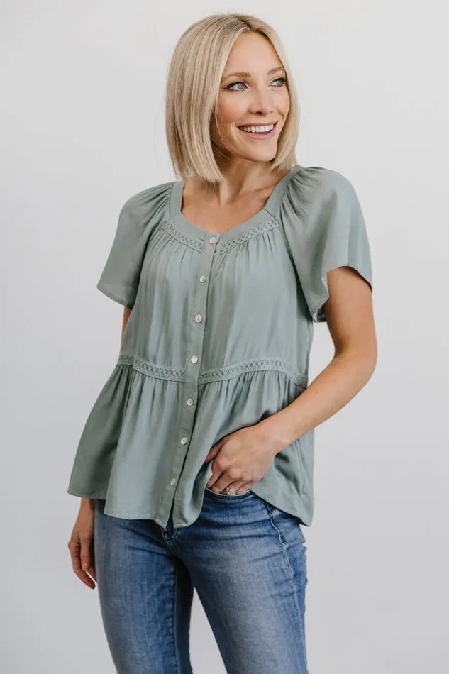 Unity Button Up Top Sage Women Baltic Born Blouses Shirts