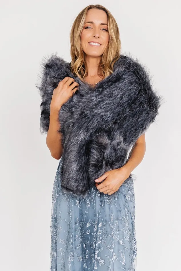 Valerie Faux Fur Shawl Dark Gray Women Baltic Born Shawls
