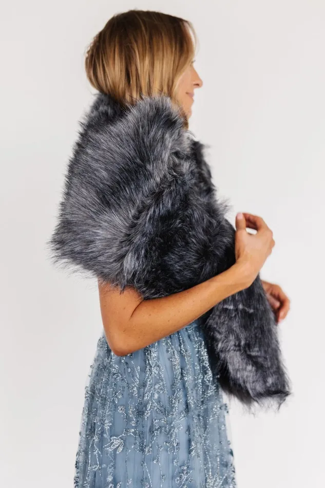 Valerie Faux Fur Shawl Dark Gray Women Baltic Born Shawls