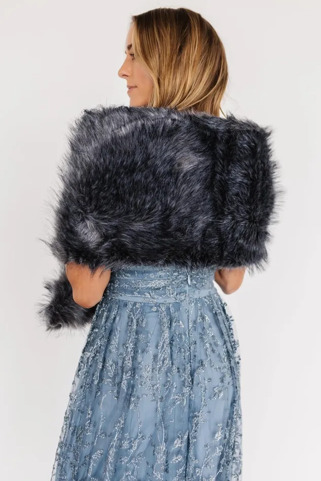Valerie Faux Fur Shawl Dark Gray Women Baltic Born Shawls