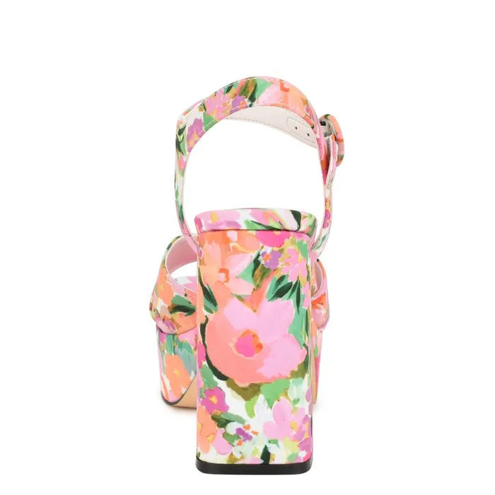 Vallen Strappy Platform Sandals Pink Floral Women Nine West High Heels