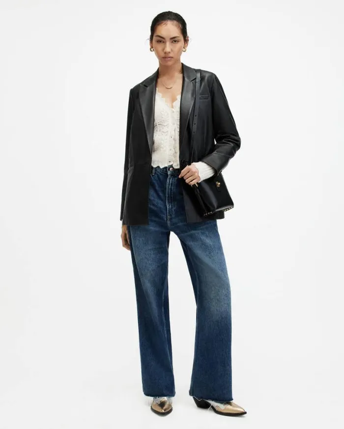 Vanessa Lace Scallop Edge Cardigan Chalk White Women AllSaints Sweaters
