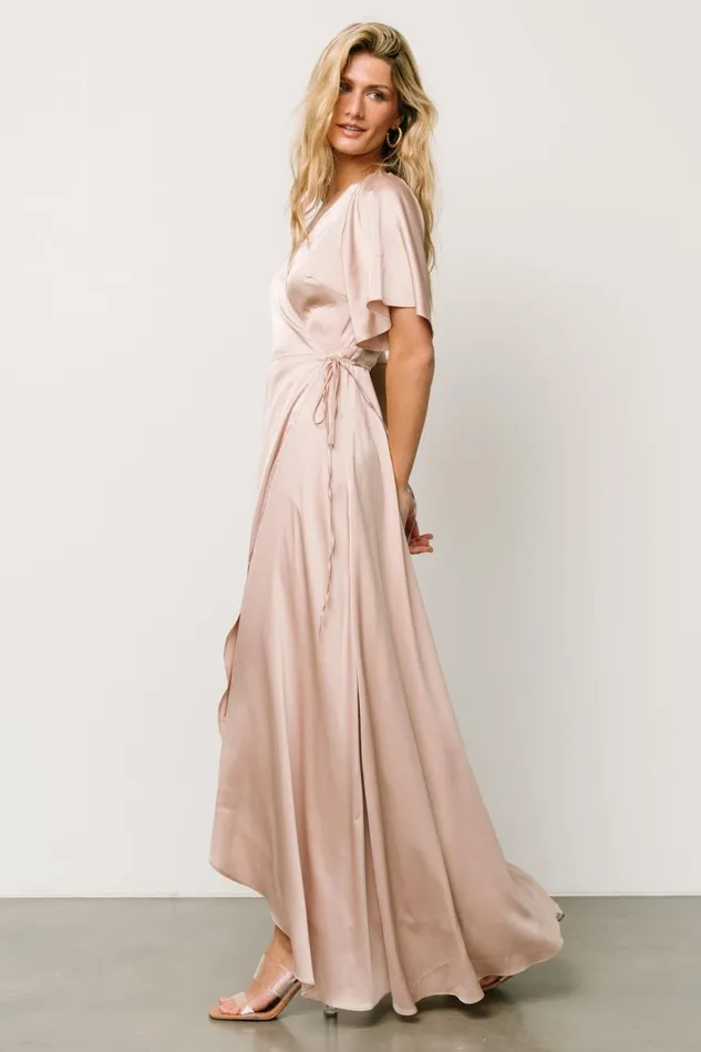 Vara Satin Maxi Wrap Dress Champagne Women Baltic Born Maxi Dresses Vara Satin Maxi Wrap Dress Champagne Women Baltic Born Maxi Dresses