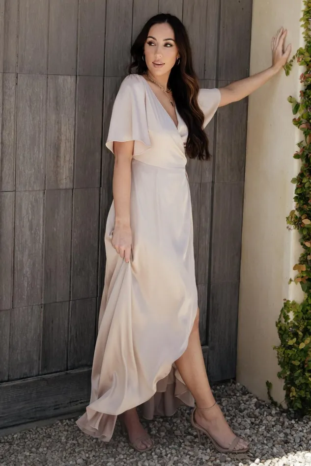 Vara Satin Maxi Wrap Dress Champagne Women Baltic Born Maxi Dresses Vara Satin Maxi Wrap Dress Champagne Women Baltic Born Maxi Dresses