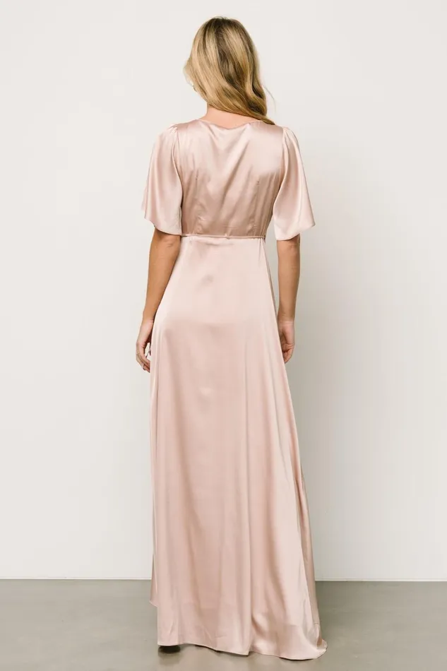 Vara Satin Maxi Wrap Dress Champagne Women Baltic Born Maxi Dresses Vara Satin Maxi Wrap Dress Champagne Women Baltic Born Maxi Dresses