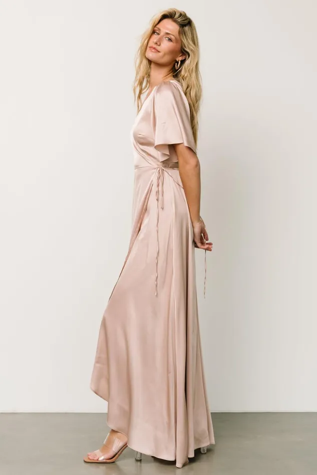 Vara Satin Maxi Wrap Dress Champagne Women Baltic Born Maxi Dresses Vara Satin Maxi Wrap Dress Champagne Women Baltic Born Maxi Dresses