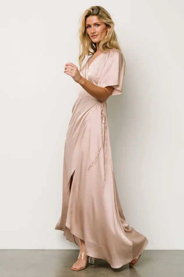 Vara Satin Maxi Wrap Dress Champagne Women Baltic Born Maxi Dresses Vara Satin Maxi Wrap Dress Champagne Women Baltic Born Maxi Dresses