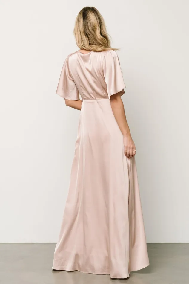 Vara Satin Maxi Wrap Dress Champagne Women Baltic Born Maxi Dresses Vara Satin Maxi Wrap Dress Champagne Women Baltic Born Maxi Dresses