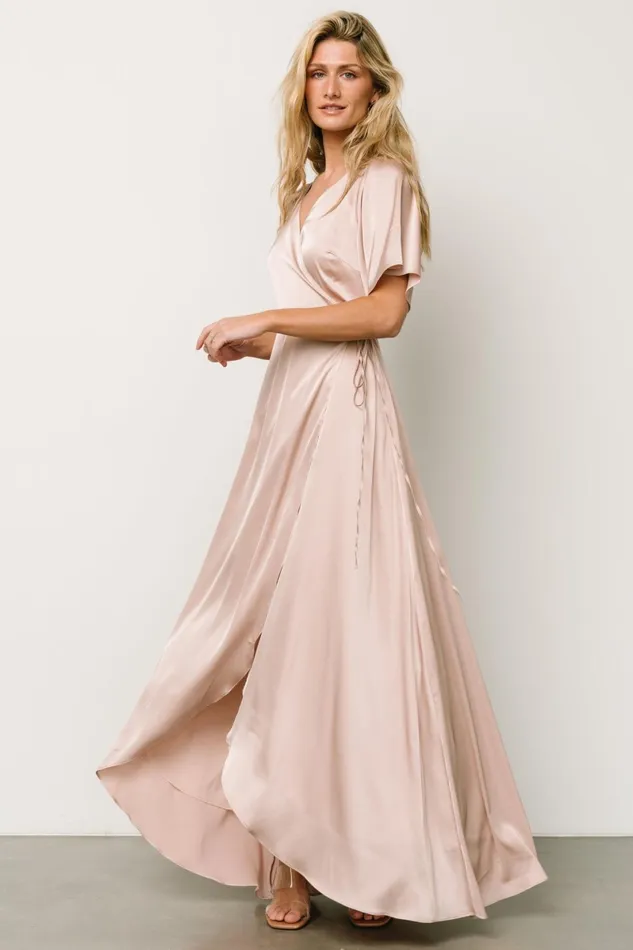 Vara Satin Maxi Wrap Dress Champagne Women Baltic Born Maxi Dresses Vara Satin Maxi Wrap Dress Champagne Women Baltic Born Maxi Dresses