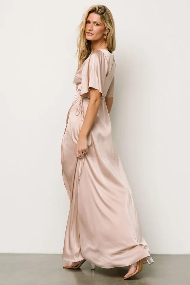 Vara Satin Maxi Wrap Dress Champagne Women Baltic Born Maxi Dresses Vara Satin Maxi Wrap Dress Champagne Women Baltic Born Maxi Dresses