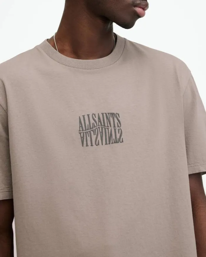 Varden Relaxed Fit Warped Logo TShirt Chestnut Taupe Men AllSaints TShirts