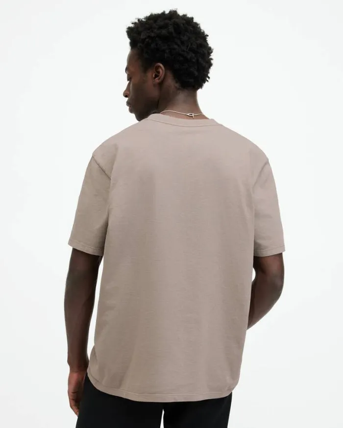Varden Relaxed Fit Warped Logo TShirt Chestnut Taupe Men AllSaints TShirts
