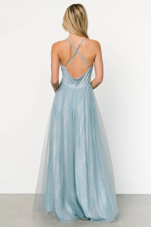 Vasia Lace Tulle Maxi Dress Soft Blue Women Baltic Born Tulle Styles