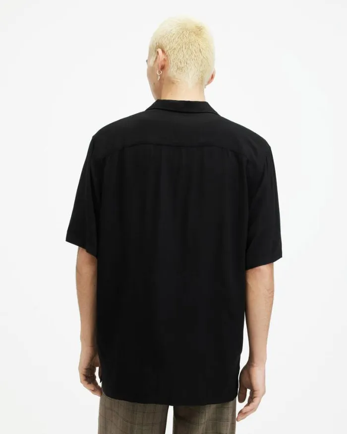 Venice Camp Collar Ramskull Shirt Black Men AllSaints Shirts