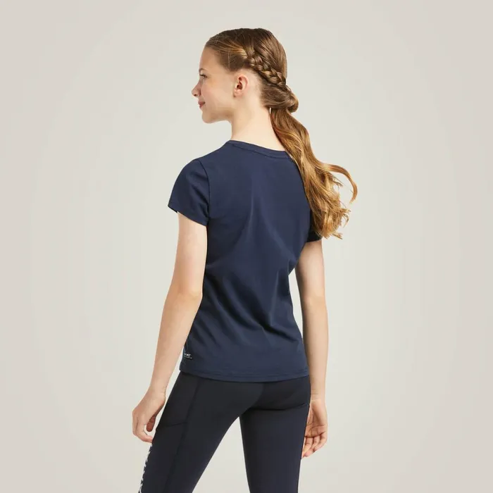 Vertical Logo TShirt Navy Kids Ariat English Riding Clothing
