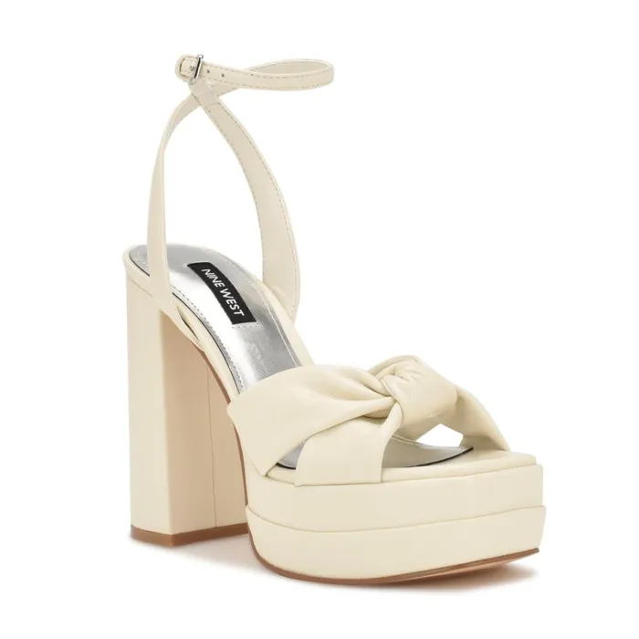 Vivid Platform Sandals Chic Cream Women Nine West Heeled Vivid Platform Sandals Chic Cream Women Nine West Heeled